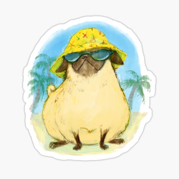 Summer Puggin' Pug Dog Sticker