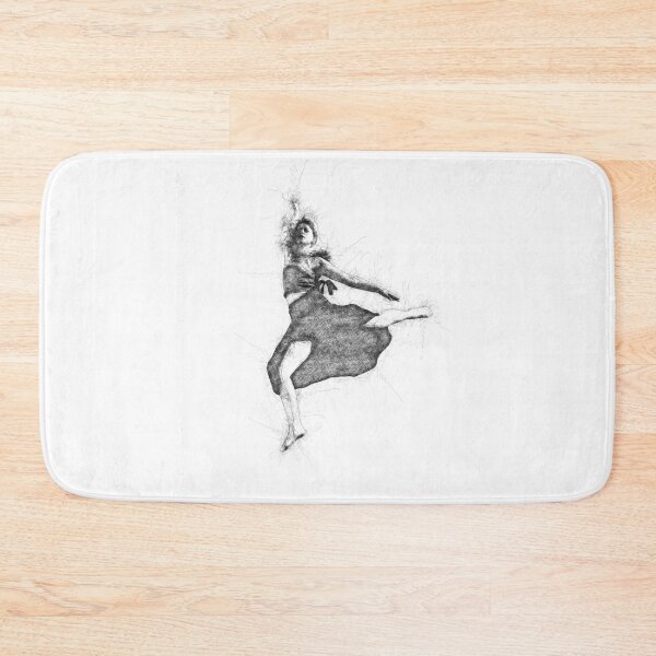 Aperçu de l'œuvre Danseuse contemporaine bondissante à bras ouverts - dessin au trait élégant en noir et blanc créée et vendue par MintGubbins.