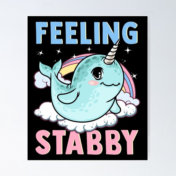 Adorable Feeling Stabby 8Bit Narwhal Funny Whale Digital Art By The Perfect Presents - View #11