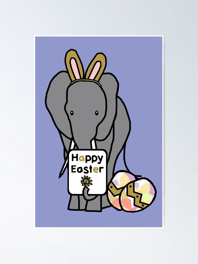 Funny Easter Elephant With Bunny Ears And Eggs T Shirt Funny Easter Elephant With Bunny Ears And Eggs T Shirt