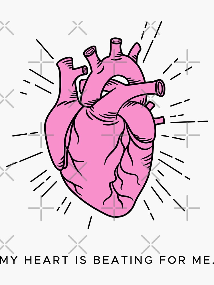 Pink Beating human heart, self love, my heart is beating for me Sticker