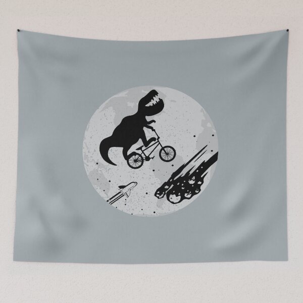 Item preview, Dinosaurs riding bicycles in space designed and sold by MissyCloud.