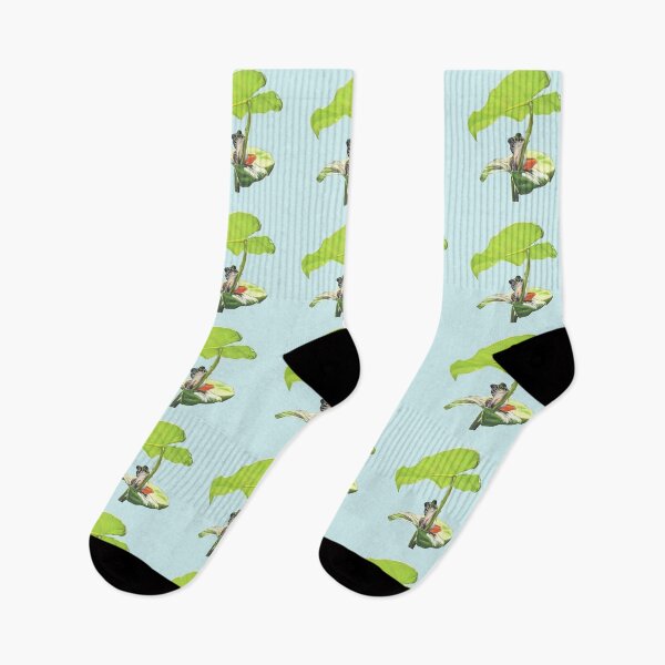 Item preview, New Dawn Frog pattern light blue background designed and sold by IslesArt.