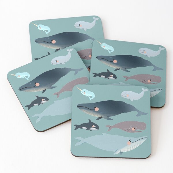 Item preview, Whales - Cute Blue and Green Animal Illustration Pattern designed and sold by TheRainbowRoom.