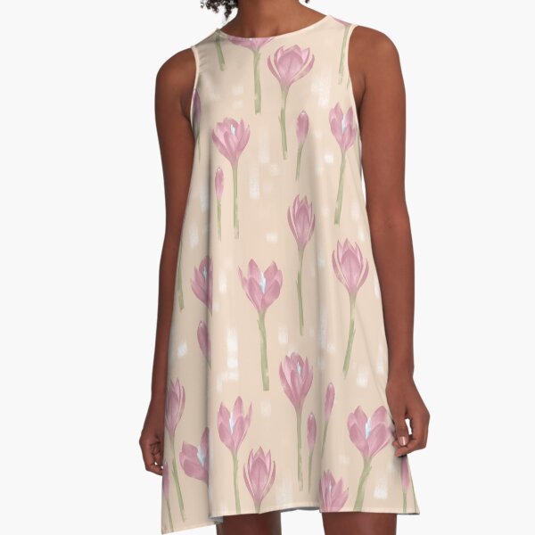 Krokus rosa A-Linien Kleid