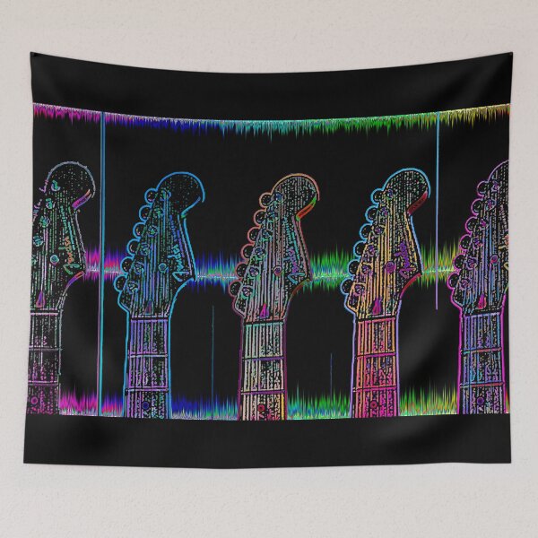 Item preview, 5 guitarras multicolores, con un fondo SOLORIZADO designed and sold by DewDropDesigns.