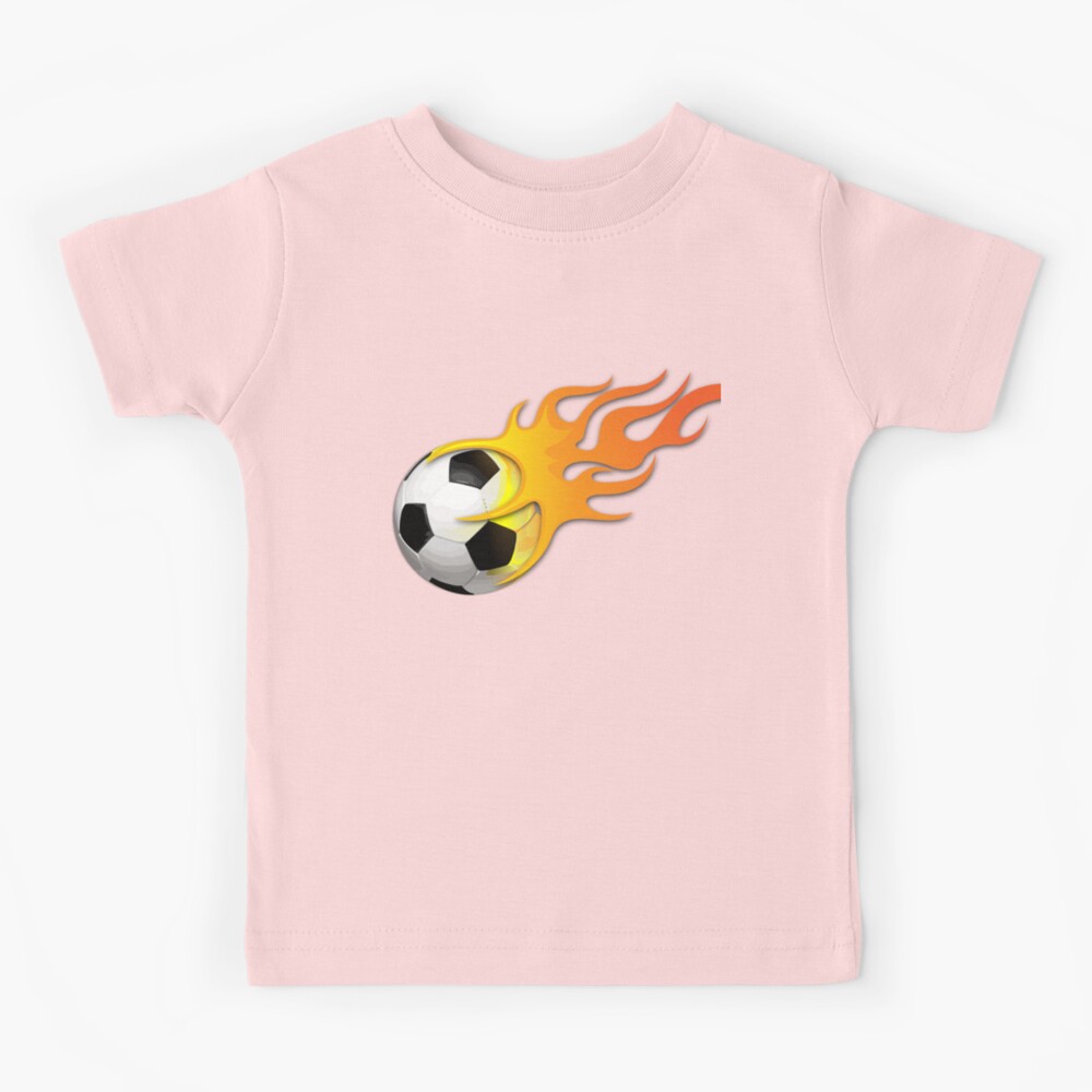 Fire Soccer Football 3D Print Summer Children's O-Neck T-shirt