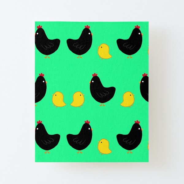 Papa Chicken and Little Chicken Canvas Mounted Print