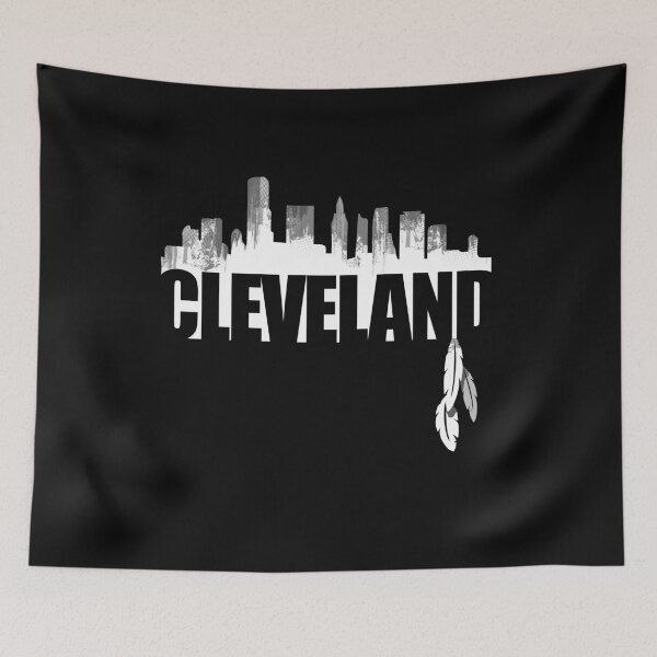 Item preview, Black White Cleveland Ohio Skyline Distressed Vintage Silhouette Cle Oh Cityscape Architecture  designed and sold by WillPowerApp.