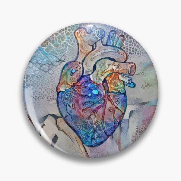 Item preview, Human heart illustration, mosaic seabed colorfull, anatomy art designed and sold by Collagedream.
