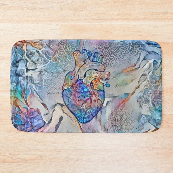 Item preview, Human heart illustration, mosaic seabed colorfull, anatomy art designed and sold by Collagedream.