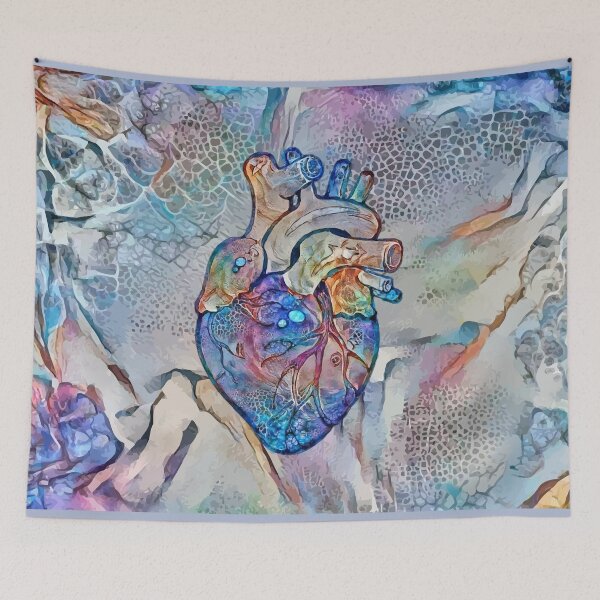 Item preview, Human heart illustration, mosaic seabed colorfull, anatomy art designed and sold by Collagedream.