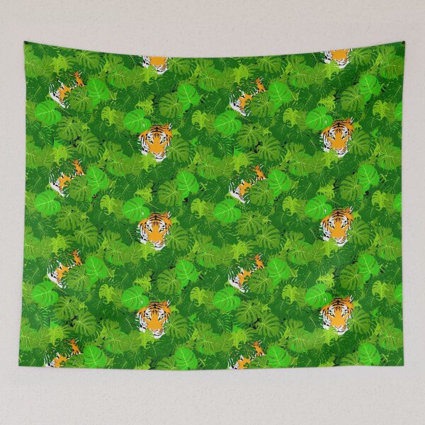 Item preview, Camo Jungle Leaves with Tigers designed and sold by Pattern Drawer.