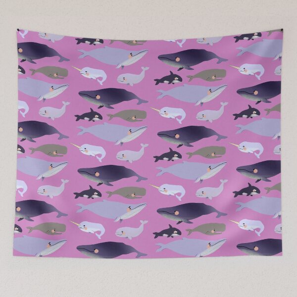 Item preview, Whales - Cute Purple and Pink Animal Illustration Pattern designed and sold by TheRainbowRoom.