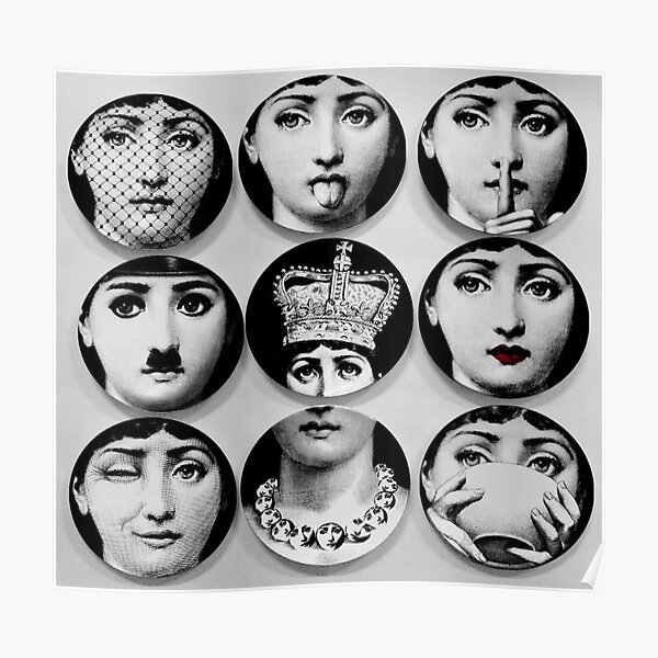 Fornasetti Gesichter Platte Poster