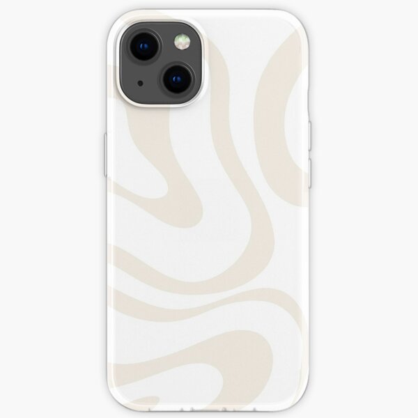 Liquid Swirl Modern Abstract Pattern in White and Light Ecru Beige iPhone Soft Case