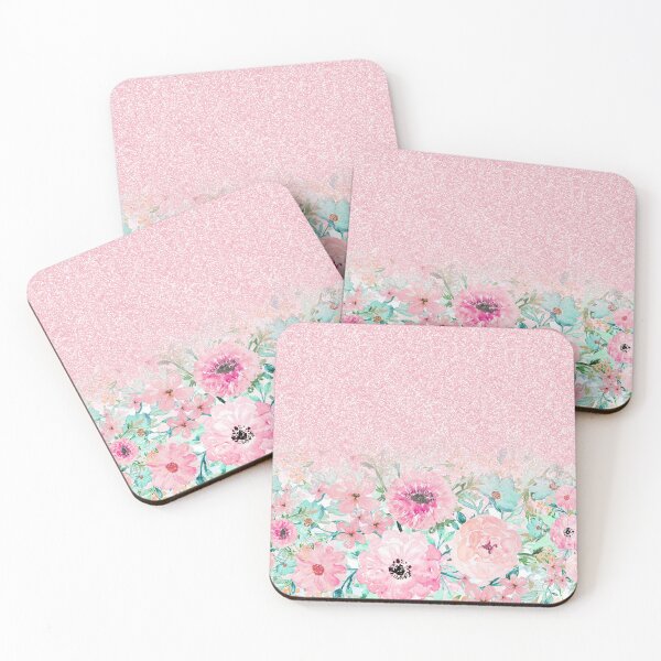 Item preview, Pink Glitter Ombre Watercolor flowers designed and sold by InovArtS.