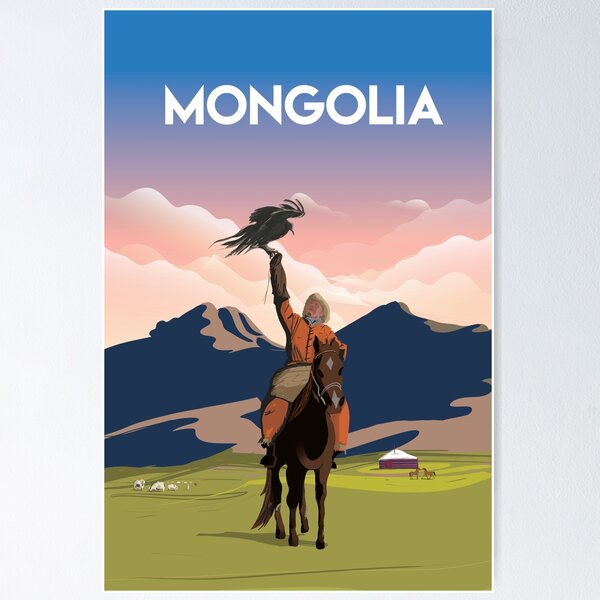 Aperçu de l'œuvre Affiche de voyage en Mongolie créée et vendue par Arctic frame studio.