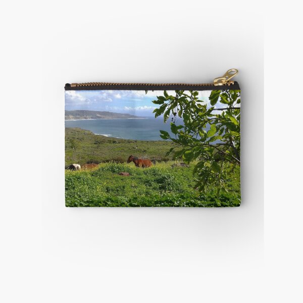 Item preview, Wild Horses Grazing Grass Near The Ocean designed and sold by citrusapple.