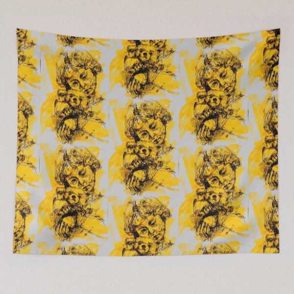 Item preview, Girl with teddy - yellow designed and sold by Nicole Leidenfrost.