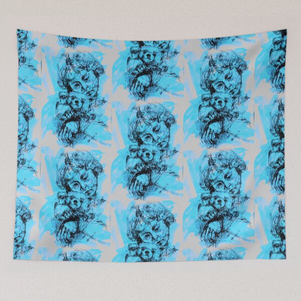 Item preview, Girl with teddy - blue designed and sold by Nicole Leidenfrost.