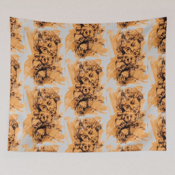 Item preview,  Girl with teddy - orange designed and sold by Nicole Leidenfrost.