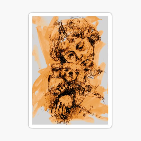 Item preview,  Girl with teddy - orange designed and sold by Nicole Leidenfrost.