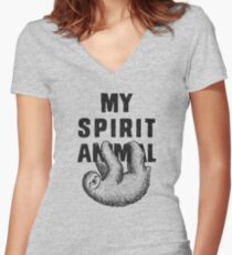 Sloth - my spirit animal Women's Fitted V-Neck T-Shirt