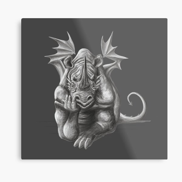 Rhino Dragon Metal Print