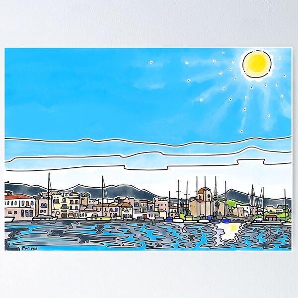 Item preview, Aegina Harbour designed and sold by FionaWeir.