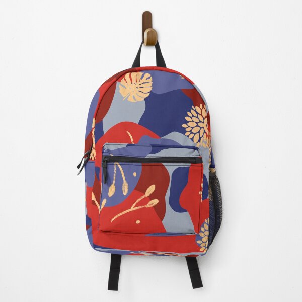 Item preview, Manchas de colores rojo e índigo y arte abstracto floral dorado designed and sold by Winter-18.