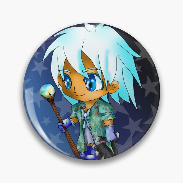 Item preview, kawaii manga style sorcerer with a black cat, in blue, for dnd and fantasy fans designed and sold by CuisineCat.