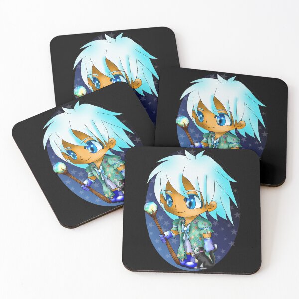 Item preview, kawaii manga style sorcerer with a black cat, in blue, for dnd and fantasy fans designed and sold by CuisineCat.