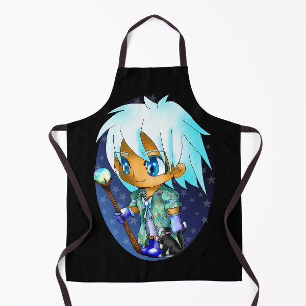 Item preview, kawaii manga style sorcerer with a black cat, in blue, for dnd and fantasy fans designed and sold by CuisineCat.