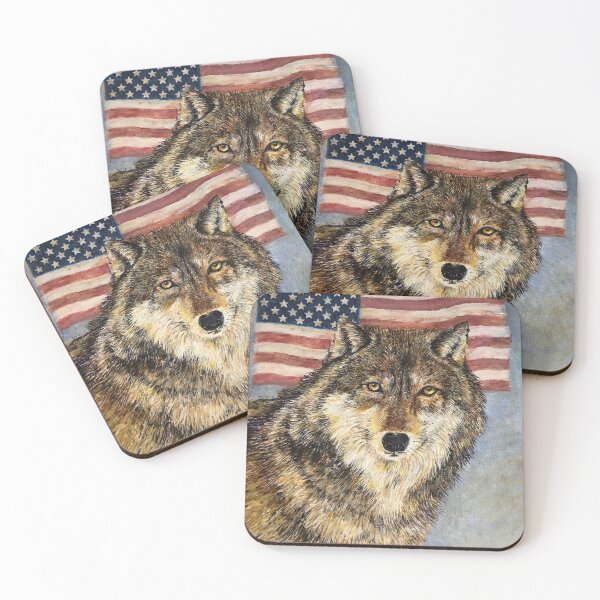 Item preview, Wolf & Flag designed and sold by Phyllis Moser.
