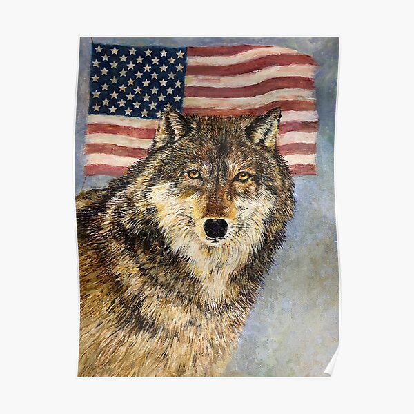 Wolf & Flag Poster