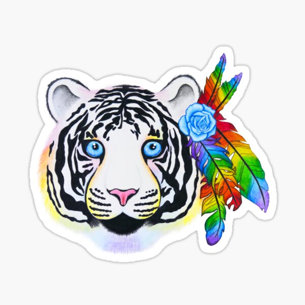 Rainbow stripey tiger art kid's name bag