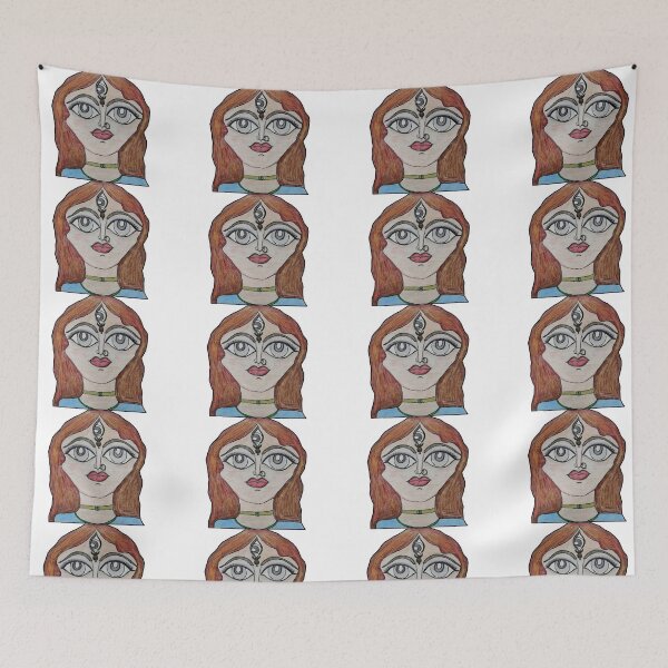 Item preview, Woman with third eye cartoon in colors with nose piercing designed and sold by chicsignzodiac.
