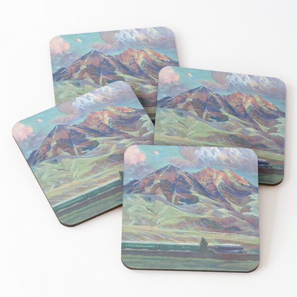 Item preview, Vintage Train Art - Montana Mountains Art - by Gustav Krollman designed and sold by karwilberevivalcollection.
