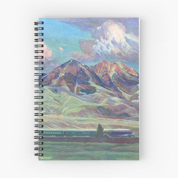 Item preview, Vintage Train Art - Montana Mountains Art - by Gustav Krollman designed and sold by karwilberevivalcollection.