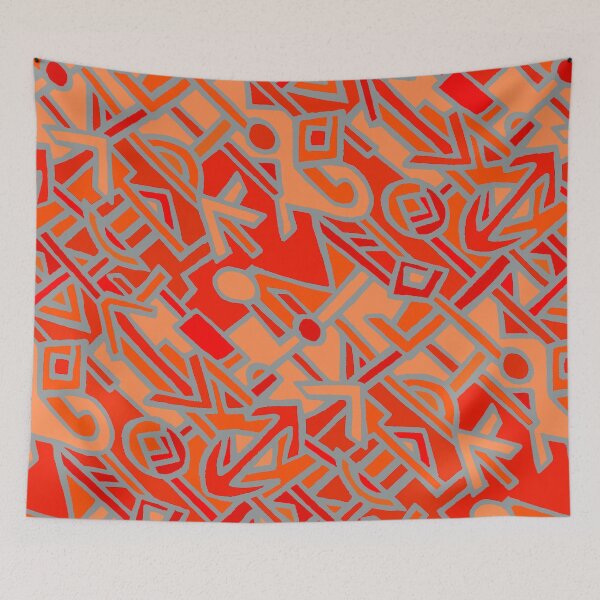 Item preview, African Contemporary Kuba - Scarlet Orange Gray designed and sold by Esprit-Mystique.