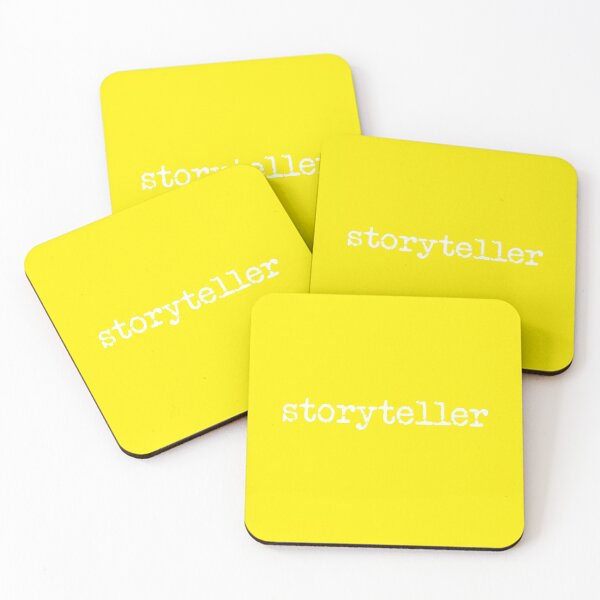 Item preview, storyteller in white on yellow designed and sold by TeaRoseWriter.