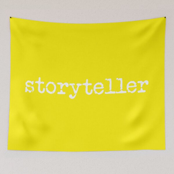 Item preview, storyteller in white on yellow designed and sold by TeaRoseWriter.
