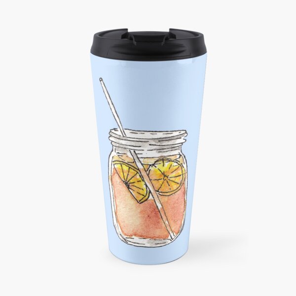 Mason Jar Summer Sun Ice Tea in Watercolor Travel Mug