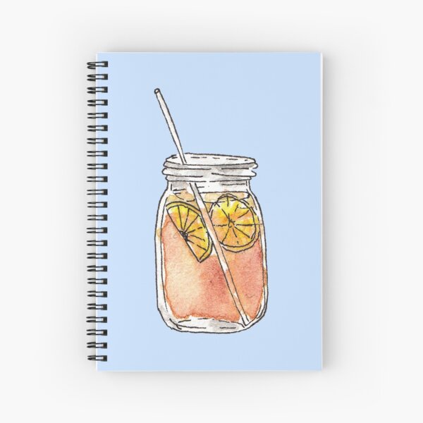 Mason Jar Summer Sun Ice Tea in Watercolor Spiral Notebook
