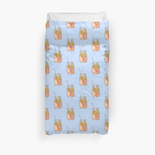 Mason Jar Summer Sun Ice Tea in Watercolor Duvet Cover