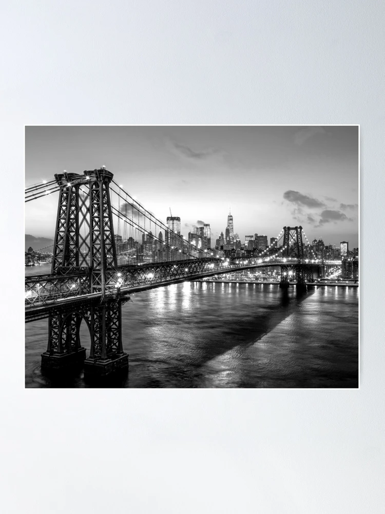 Póster for Sale con la obra «Puente de Brooklyn, Nueva York, Blanco y  Negro» de Carla Lima