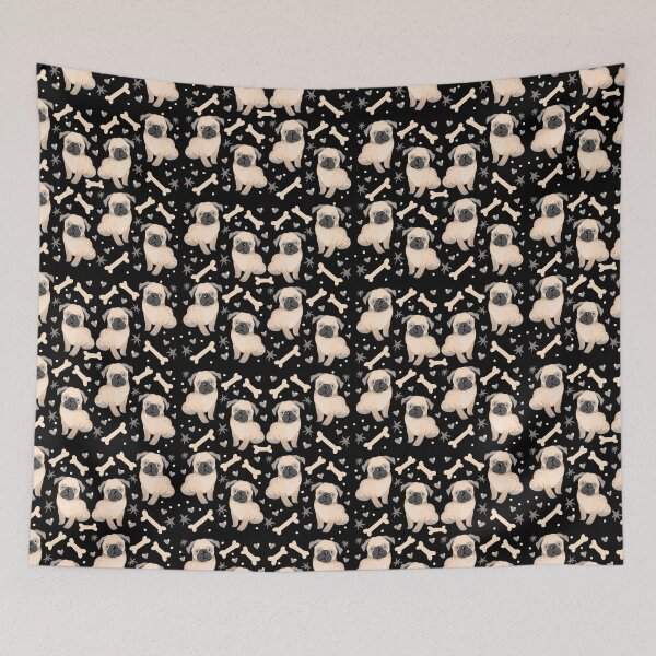 Item preview, NEW Pug dog pattern with bones designed and sold by jazzydevil.