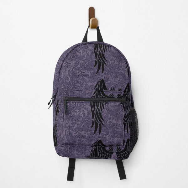 Item preview, black angel wings purple paisley pattern background designed and sold by hoober24.