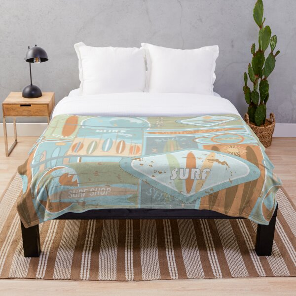 Sun-bleached, Surfboard, Surf Shack Signs Throw Blanket
